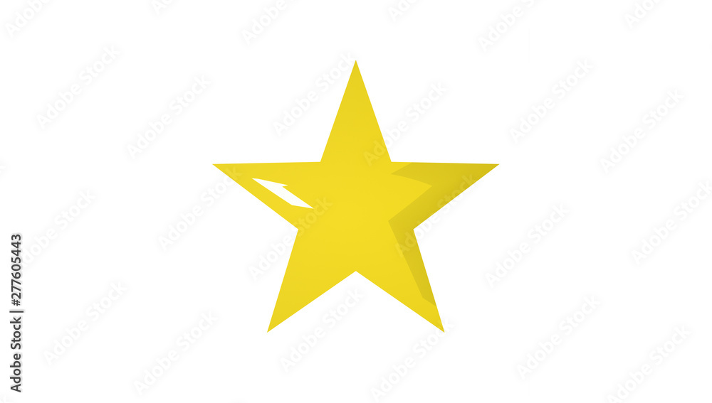 Flat golden star isolated on white background. 3d rendering. Flat golden star isolated on white background. 3d rendering.