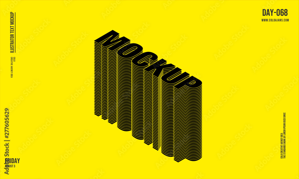 illustrator text mockup/Poster/social media minimal design isometric illustrator text mockup/Poster/social media minimal design isometric