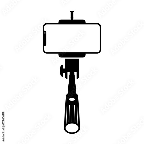 Monopod selfie stick icon, self portrait. Creative illustration of monopod selfie stick with empty phone mobile screen isolated on white background – vector for stock