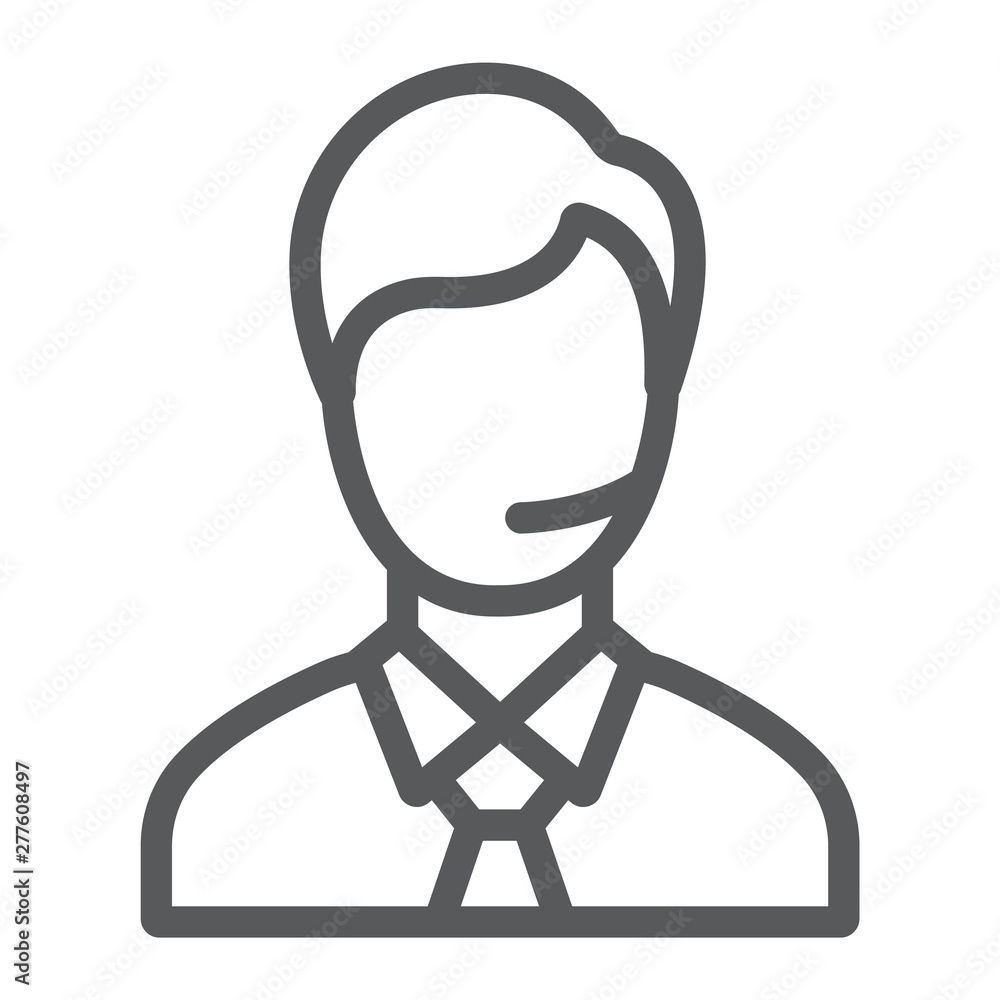 Support man line icon, call and communication, consultation sign, vector graphics, a linear pattern on a white background. Support man line icon, call and communication, consultation sign, vector graphics, a linear pattern on a white background.