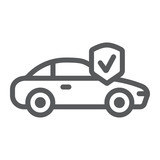Car insurance line icon, safety and auto, automobile protection sign, vector graphics, a linear pattern on a white background.