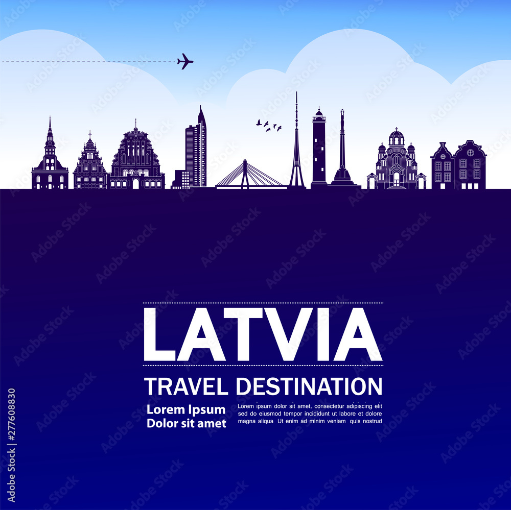 Obraz premium Latvia travel destination grand vector illustration.