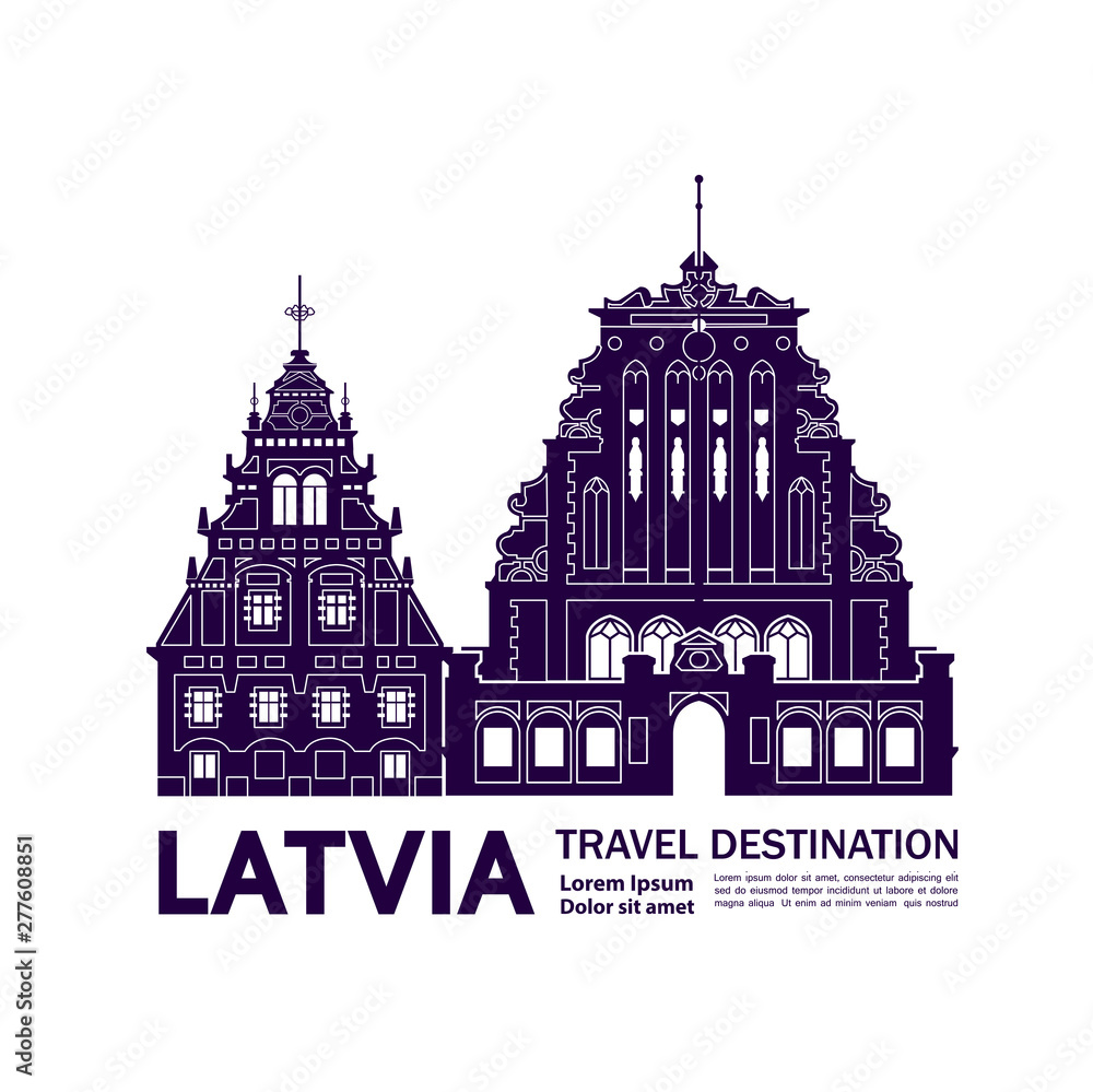 Latvia travel destination grand vector illustration.