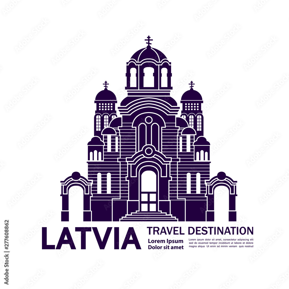 Latvia travel destination grand vector illustration.