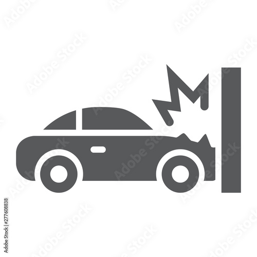 Traffic accident glyph icon, disaster and auto, car crash sign, vector graphics, a solid pattern on a white background.