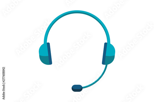 Headset headphones with microphone icon. Vector graphic isolated illustration