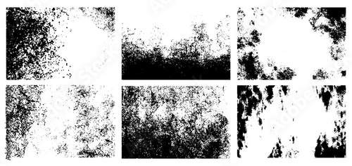 Grunge textures set. Backgrounds. Monochrome abstract grain surfaces for design.