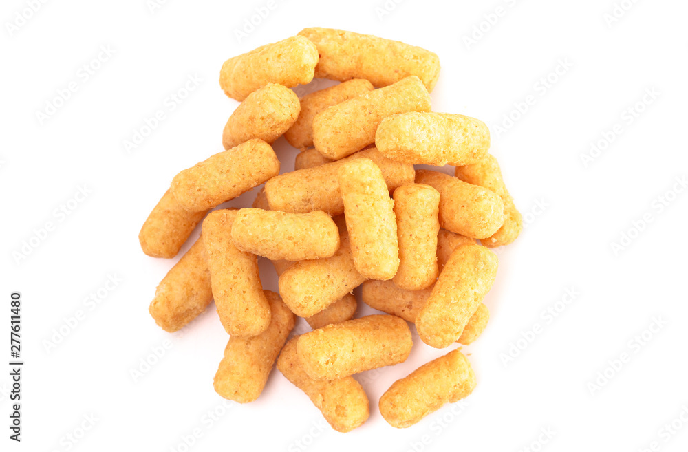Pile of Peanut Butter Puffs Isolated on a White Background Pile of Peanut Butter Puffs Isolated on a White Background