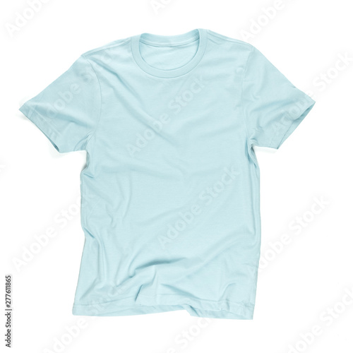 sky blue t-shirt on white background for graphic mockup