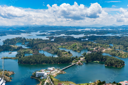 A panoramic view of Guatape from the..stone of Peñol photo