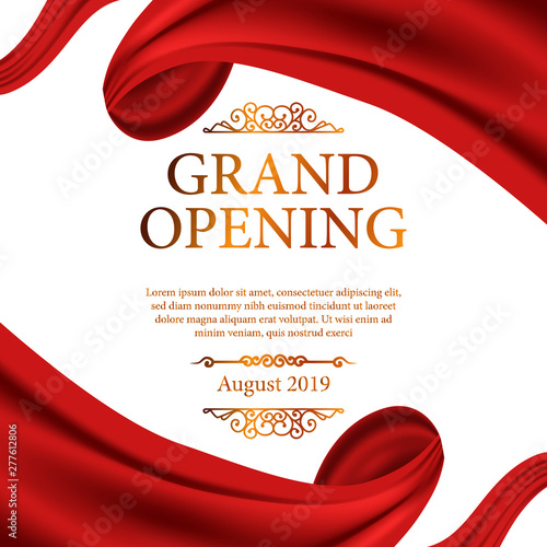 Grand Opening ceremony red silk ribbon frame poster banner