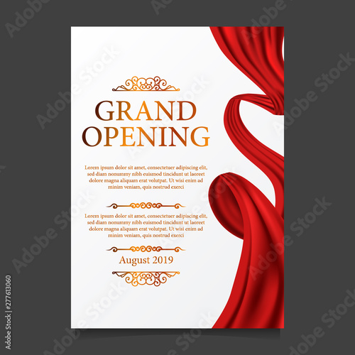 Grand Opening ceremony red silk ribbon poster banner