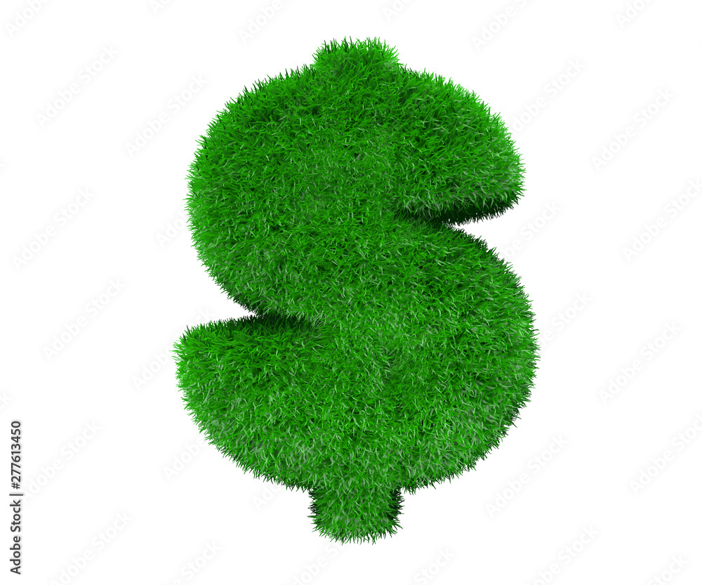 Nature concept - dollar - peso sign made of green grass isolated on white background - 3D illustration of symbols Nature concept - dollar - peso sign made of green grass isolated on white background - 3D illustration of symbols