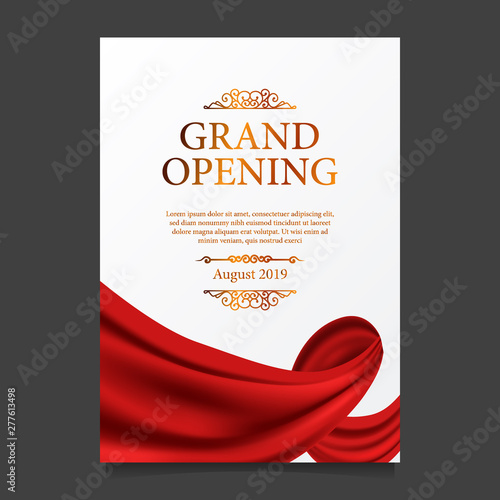 Grand Opening ceremony red silk ribbon poster banner