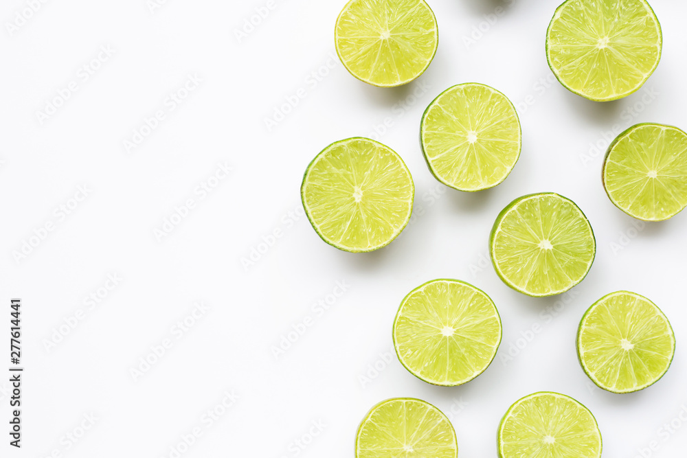 Half limes on white background.
