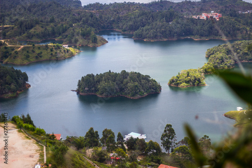 A panoramic view of Guatape from the..stone of Peñol
