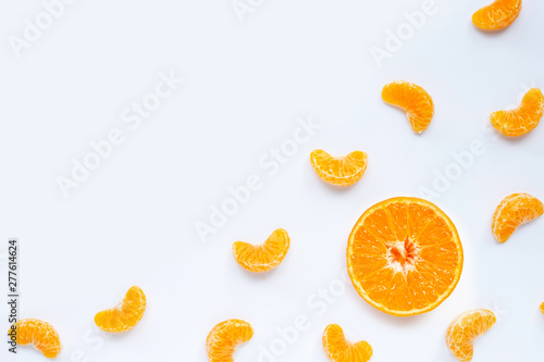 Mandarin segments, Fresh orange isolated on white background.