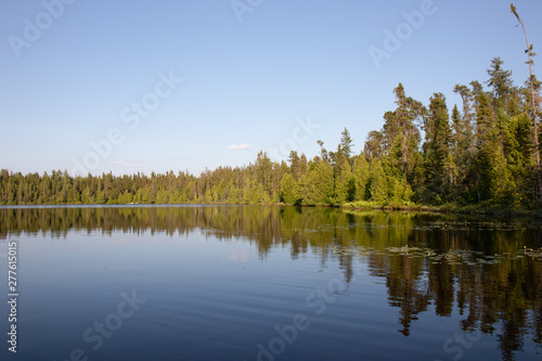 A lake and tress landscape in Sumner in Ontario Canada