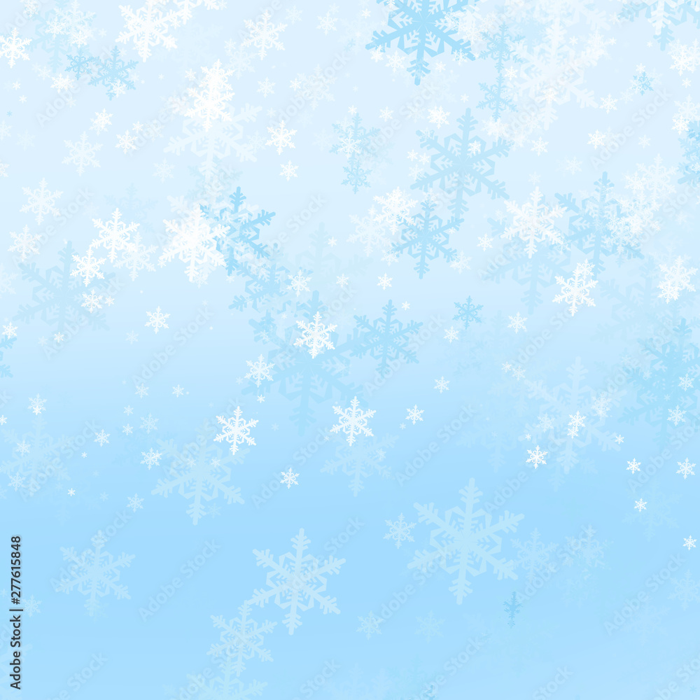  light background with gentle snowflakes for christmas and new year