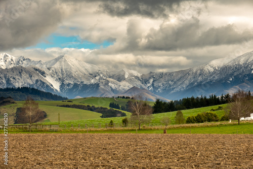 Beautiful rural agricultural scenery beneath the Southern Alps