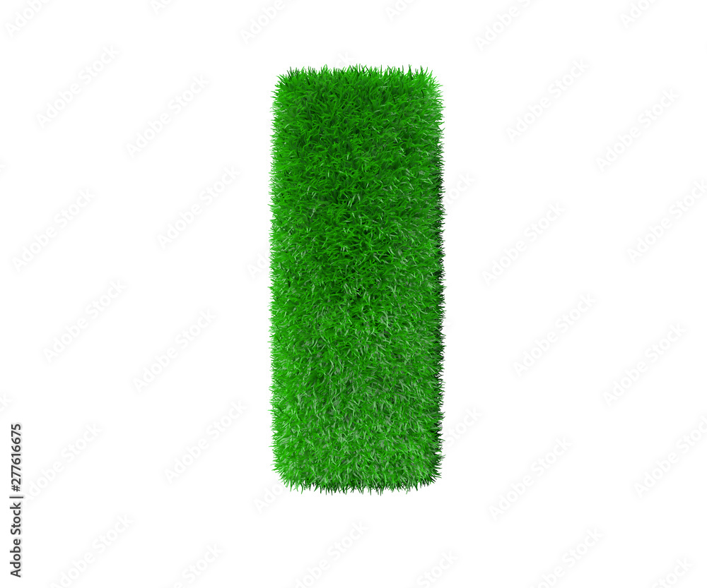 letter I made of green grass isolated on white, nature concept - 3D illustration of symbols letter I made of green grass isolated on white, nature concept - 3D illustration of symbols
