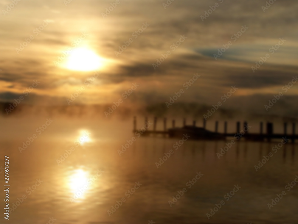 Lake and boat at dawn