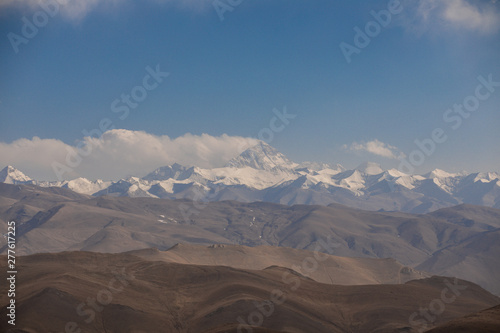 A view of Mount Everest, the tallest mountain in the world, from the Tibet Autonomous Region