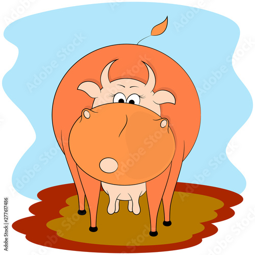 Funny cow cartoon vector illustration. comic cartoon cow vector illustration.