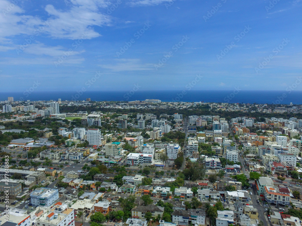 Fototapeta premium Sea View from High Altitude, Mirador Norte, Santo Domingo, DR