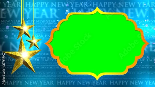 new year with green screen chroma having golden stars