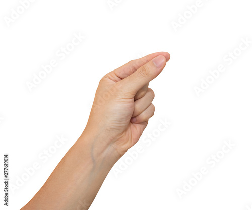 Man hand holding isolated on white background with clipping path.