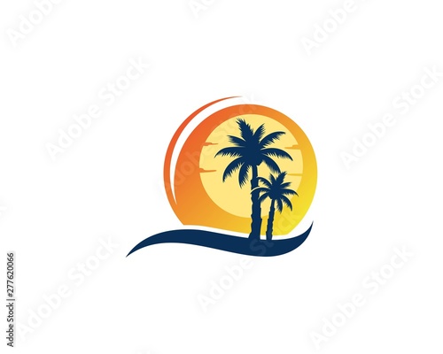 Palm tree summer logo template vector illustration nature