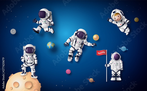  Cute Astronauts Exploring Outer Space with Planets