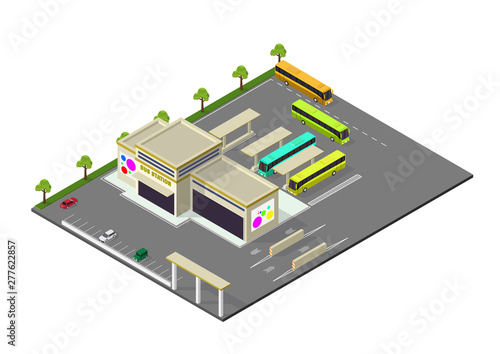 isometric representing bus station