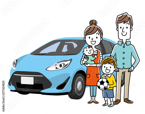 4人家族とマイカー