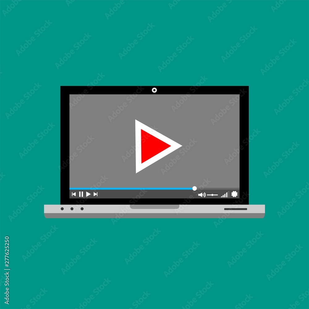 Modern video player design template for web and mobile apps flat style. Vector illustration Modern video player design template for web and mobile apps flat style. Vector illustration