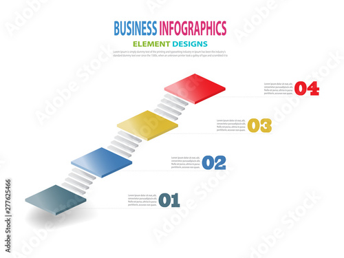 Infographics business template 3D stairs for Presentation, Sale forecast, Web design, Improvement, Step by Step, Growth. Vector,EP10.