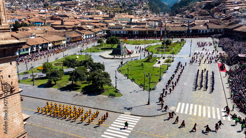 Inti Raymi Festival in Plaza de Armas. A traditional religious ceremony of the Inca Empire in honor of the god Inti (sun) celebrated on the winter solstice. photo