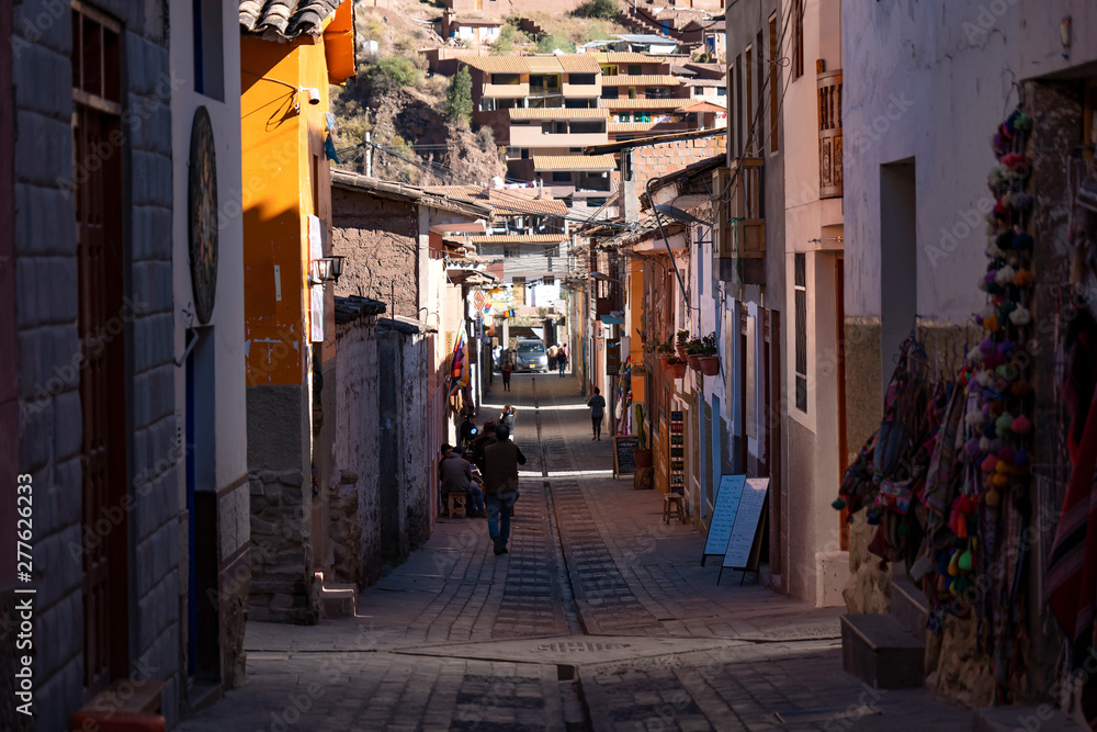 Houses and narrow streets at Pisac in Scared Valley of the Incas.