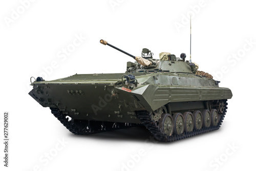The infantry fighting vehicle BMP-2 is in service with the Russian Army. Isolated on white background