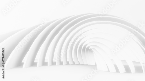 Fototapeta Naklejka Na Ścianę i Meble -  3d Illustration of Modern White Circular Building. Abstract Simple Subtle White Background