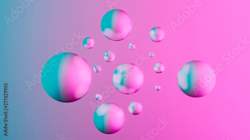 abstract background with bubbles, dynamic spheres 3d illustration, 3-dimensional render background