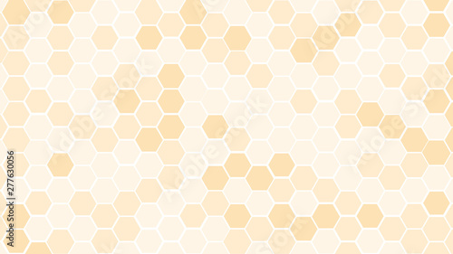 Soft color of Honeycomb or beehive grid cell random color of gold or golden or honey or yellow color tone for background or Hexagonal cell texture. With 4k resolution.