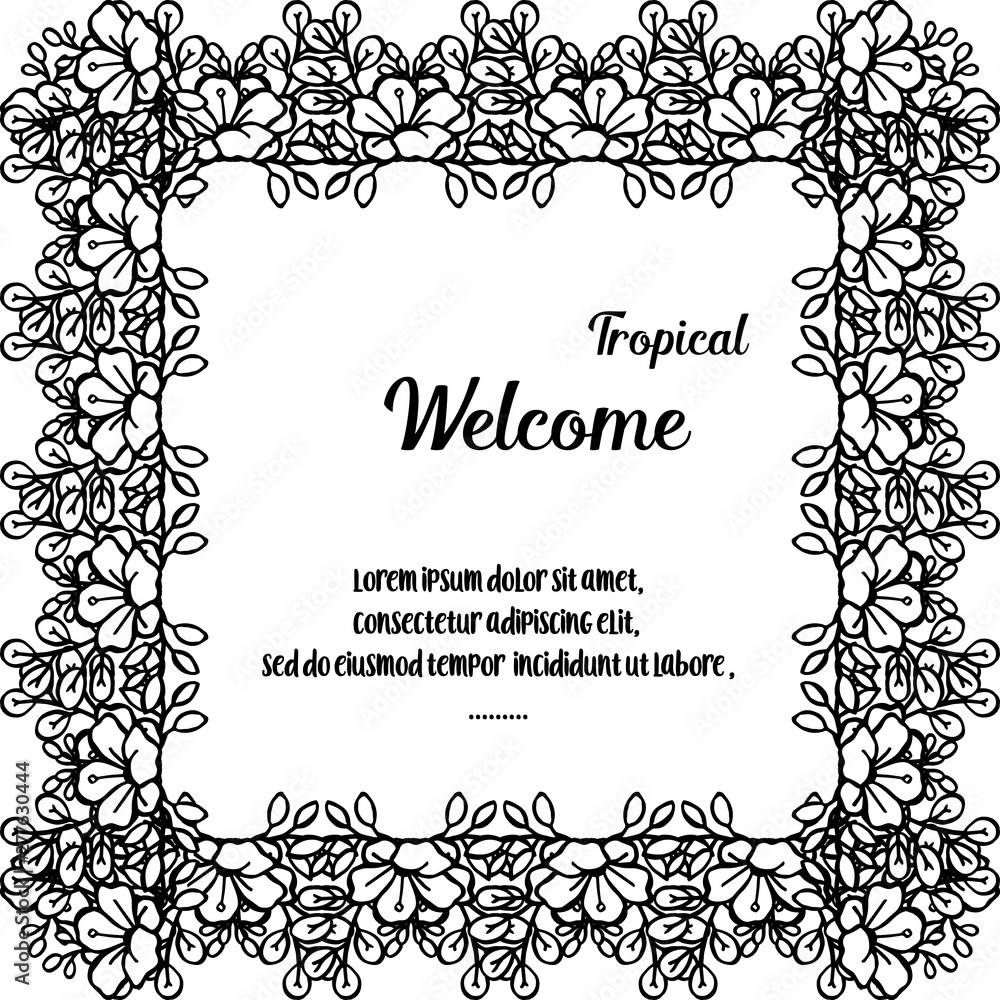Obraz Card summer with lettering welcome tropical, decor flower. Vector