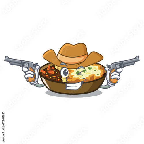 Cowboy gratin is served into character plates