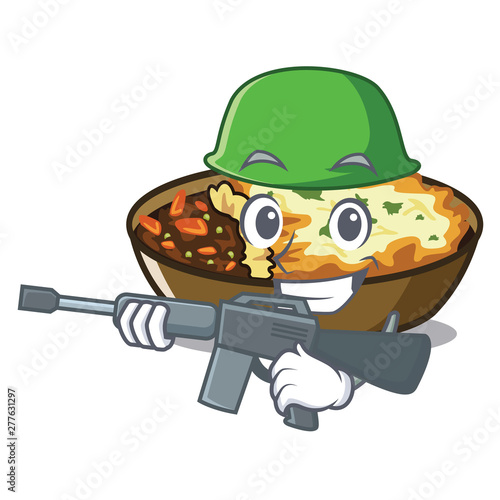 Army gratin is served into character plates