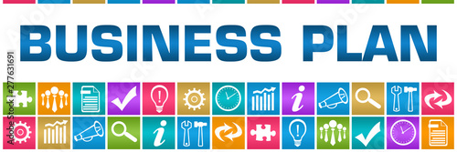 Business Plan Colorful Box Grid Business Symbols 