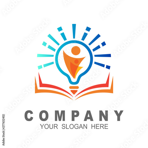 Book and bulb smart , education idea logo template inspiration