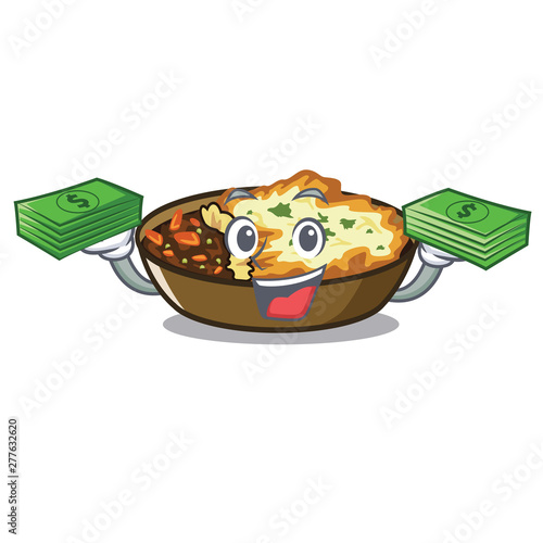With money bag gratin in the a mascot shape