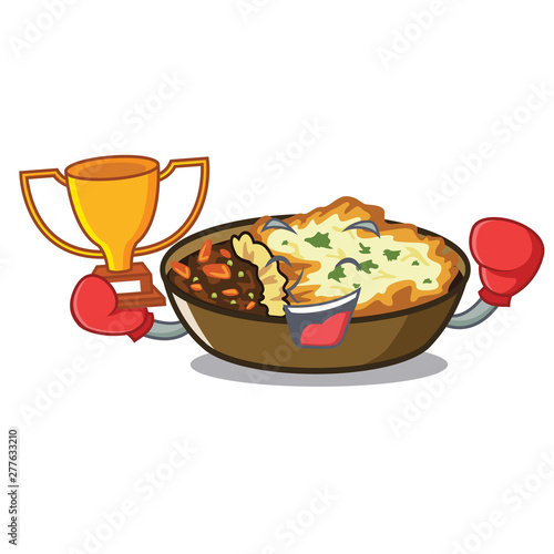 Boxing winner gratin is baked in cartoon oven
